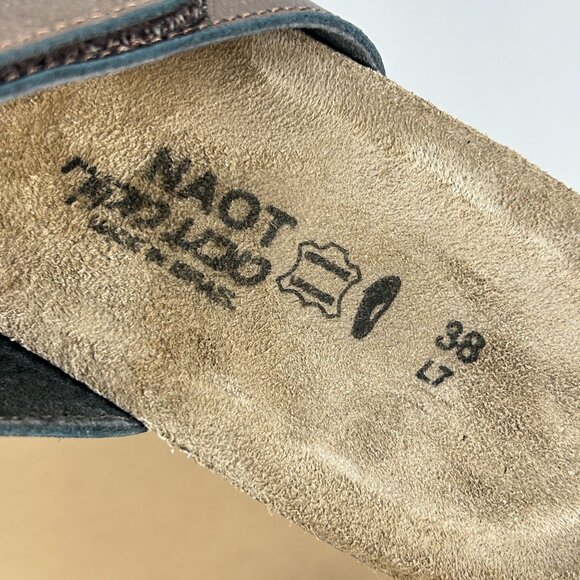 Naot Althea Leather Two Strap Sandals Womens 7 Black Rose Gold Slip On - Picture 8 of 9